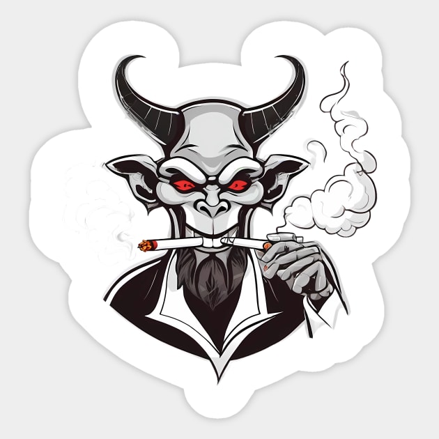 devil smoking a blunt cartoon design Sticker by UnReal-Graphics